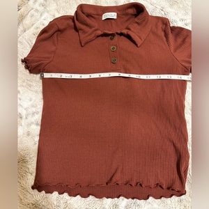 Haley And June Collar Ribbed Crop Top